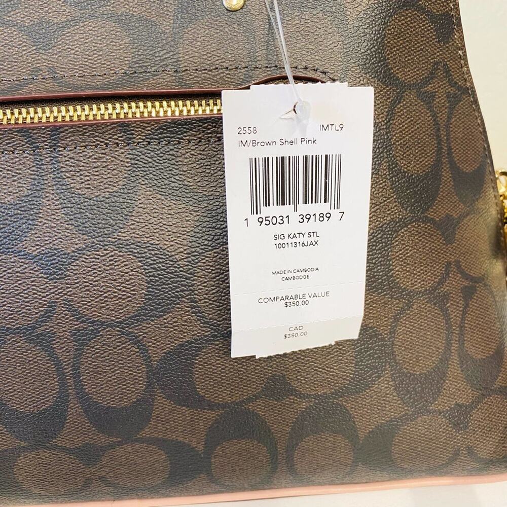 COACH 2558 KATY SATCHEL IN SIGNATURE CANVAS GOLD/BROWN SHELL PINK - Picture 4 of 8